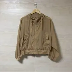 W CLOSET★シアー ナイロン ドロップショルダー フード ZIP 透け