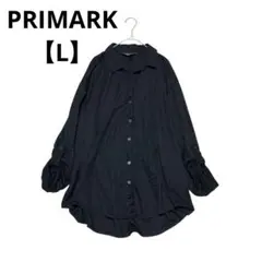 PRIMARK シャツ ブラウス 羽織 ロール袖【L】ブラック 冷房対策