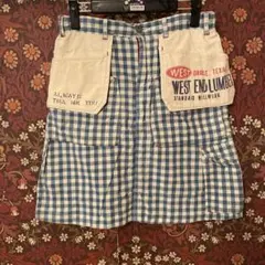 【DENIM DUNGAREE】インディゴギンガムスカートショートレングス