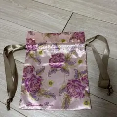 巾着袋　ローズ柄