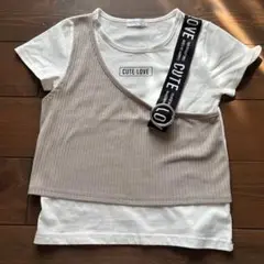 Tシャツ　150 ホワイト/ベージュ