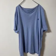 ポロ・ラルフ・ローレン Vネック Tシャツ ブルー サイズXL