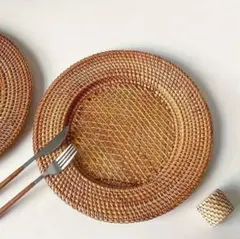 ハンドメイド ラタン ストレージトレー