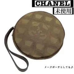 【未使用】シャネル トラベルライン ポーチ キャンバス レザー カーキ