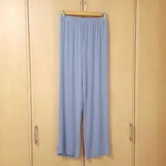 【】レディース ワイドパンツ ルームパンツ ブルー Mサイズ