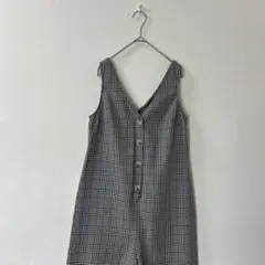 NEW LOOKニュールック　チェック柄 Vネック サロペット　モノトーン
