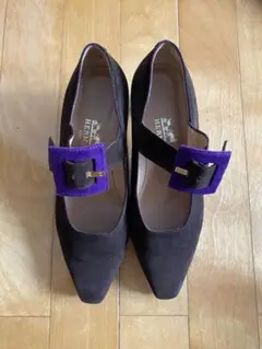 HERMES エルメス レア パンプス リボン スエード 革靴 靴 37