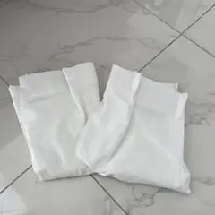 ホワイト 両開きストライプ レースカーテン130×100 ２枚
