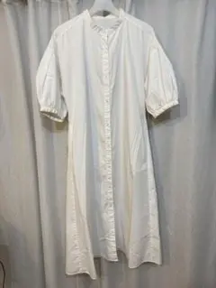 GUホワイト 半袖 シャツワンピース