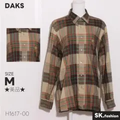 ★美品★ DAKS トップス　シャツ　長袖　チェック柄　刺繍　胸ポケット付き