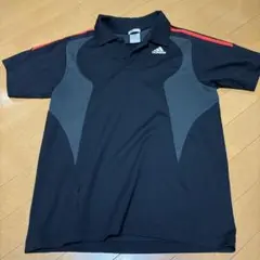 adidas ClimaLite ゴルフシャツ M 黒/グレー/赤