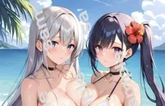 a4ポスター　AIイラスト 美女 水着ギャル　アニメ　アート　 AI 女の子
