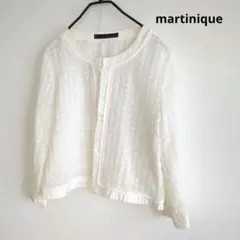 martinique ノーカラージャケット ホワイト　日本製シアー素材