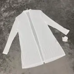 【Ladies wear】（M）ボタンレスカーディガン プリーツ ロング丈