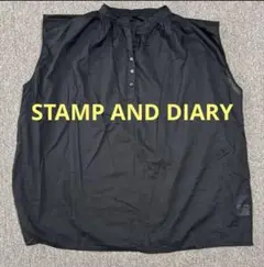 STAMP AND DIARY 黒　ギャザー　ブラウス