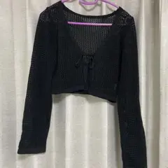 ブラックメッシュクロップドカーディガン