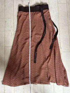 ブラウン ポリエステル ロングスカート Mサイズ