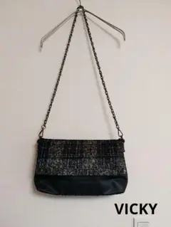 【美品】VICKY ツイード タータンチェック ショルダーバッグ 2WAY