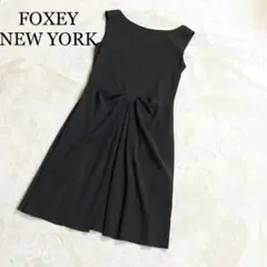 【美品】フォクシーニューヨーク ワンピース ホイップリボン ノースリーブ 38