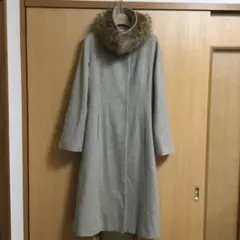 デ プレ DES PRES ファー付きカシミヤ混ロングコート