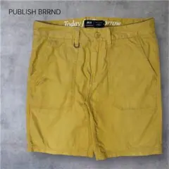 PUBLISH BRRND イエローショートパンツ フェザー 刺繍 Dカン