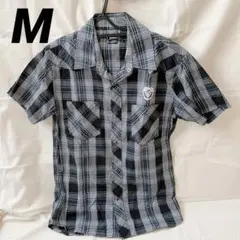新品未着用⭐️メンズ 半袖 シャツ チェック柄 おしゃれ M 綿100％ 黒