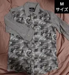 HARE ７分袖カモフラギンガムチェックシャツ Ｍサイズ