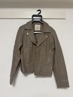 ブラウンベージュ　レザーライダースジャケット