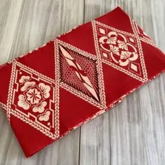 極上の逸品です♪大胆な菱繋ぎ☆塩瀬☆型染☆九寸名古屋帯☆正絹