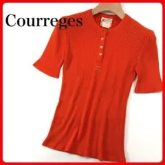 希少 エモくてオシャレ! Courreges クレージュ 半袖ニット オレンジ