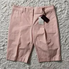 新品未使用】バランタインカシミア　ハーフパンツ　ストライプ　ワンタック　Lサイズ