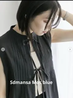 新品 【Made in India】　リボンベスト　ブラック　サマンサモスブルー