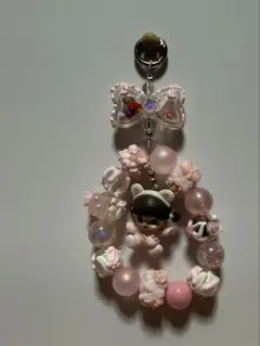 ハンドメイド　ゾラ　ストラップ　ピンク