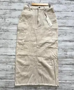 新品【Alma Dsign】ロングスカート L 白 キナリ 綿 ナチュラル