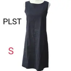 【美品】PLST プラステ リネンブレンドノースリーブワンピース 黒 S