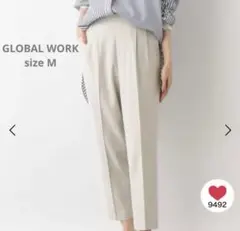 GLOBAL WORK グローバルワーク タック テーパード パンツ M