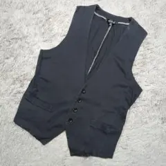 b1935 ABAHOUSE アバハウス【F】黒 ボタン付きベスト