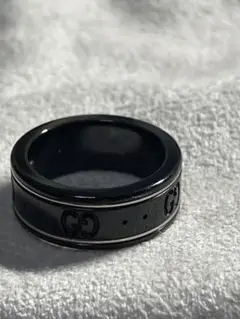 GUCCI グッチ 指輪 リング ring ブラック GGロゴ 9号