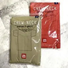 ユニクロ クルーネック Tシャツ M 2枚組 オリーブ＆オレンジ