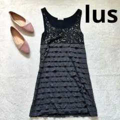 【lus】M ノースリーブチュニック ブラックグレー　夏　スパンコール装飾