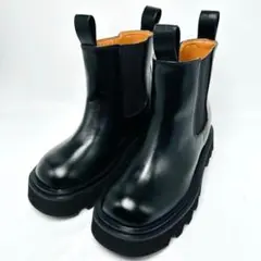 【美品】MilaOwen ミラオーウェン 23.5 サイドゴアトラックソール 黒