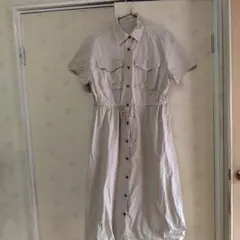 GU 半袖シャツワンピース L ベージュ