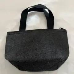 デニム風アルミ保冷バッグ☆黒の小型トートバッグ