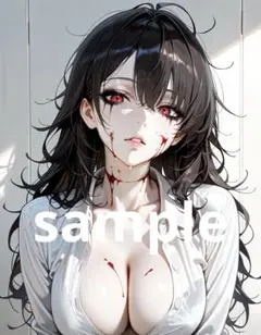 AI美女 アニメ イラスト A4ポスター ハロウィンゾンビコスプレ彼女@295