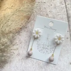 マーガレットピアス ミルクティー