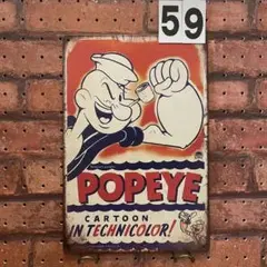 ポパイ POPEYE 《59》レトロ ブリキ 看板 ☻
