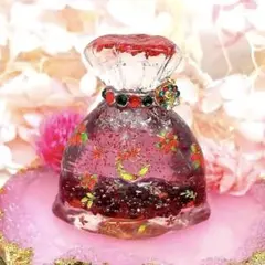 No137 巾着形オルゴナイト ポインセチア☆ガーネット&クリスタル☆