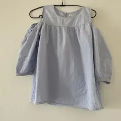 GAP オフショルダー青白ストライプシャツ　160