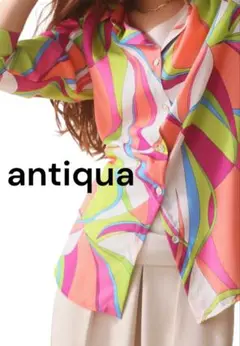 新品★antiqua★アンティカ★シャツ★ブラウス★とろみシャツ★アート柄