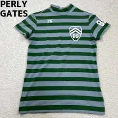 PEARLY GATES　モックネック　ボーダー　Tシャツ　半袖　プリント